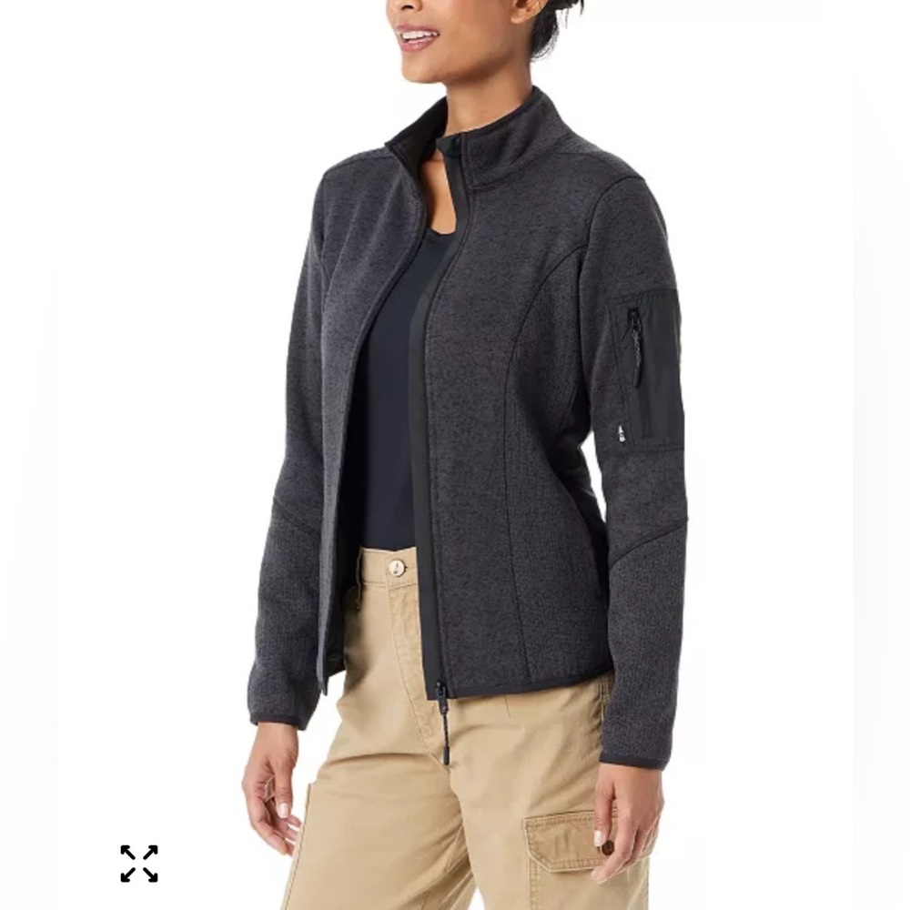 BASS OUTDOOR Women's Black Marled Mock-Neck Full Zip Tech Fleece   Large    NWT